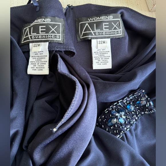 Alex Evenings formal short navy dress with jacket and beaded trim, size 22W - Picture 2 of 7